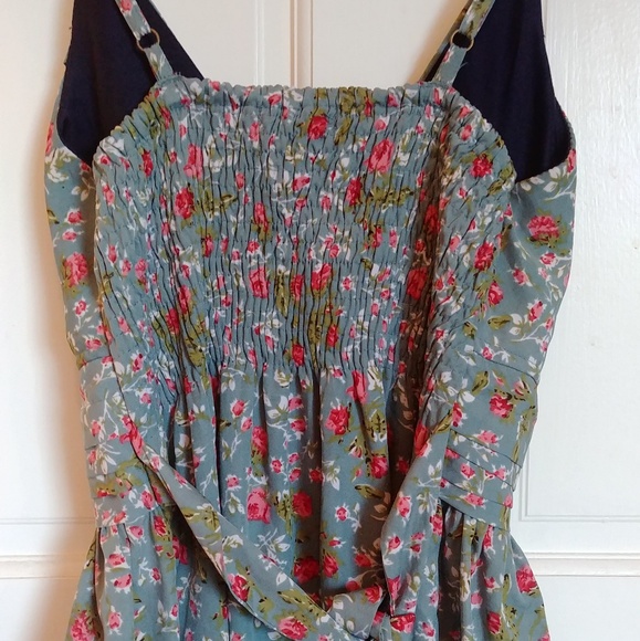 Asos Blue Floral Smocked Tea Dress Small - Picture 3 of 6